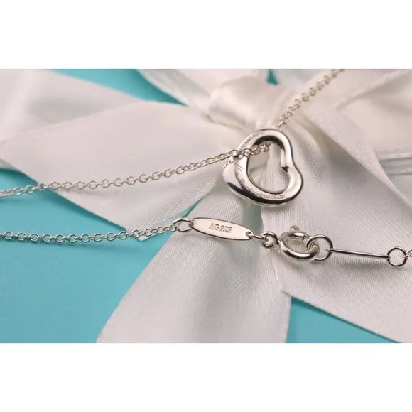 Tiffany & Co. Elsa Peretti Open Heart Pendant Necklace in Sterling Silver 11mm - Picture 8 of 9